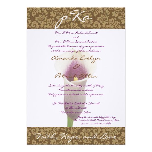 Brown Damask Wedding Inv. Custom Invites