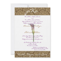 Brown Damask Wedding Inv. invitations by Amandaevelyn Brown Damask Wedding Inv. invitations
