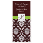 Brown Damask Wedding Programs with Monogram Invite