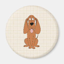 Brown Dog Cartoon. Hound. Fridge Magnets