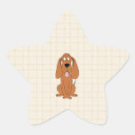 Brown Dog Cartoon. Hound. Star Sticker