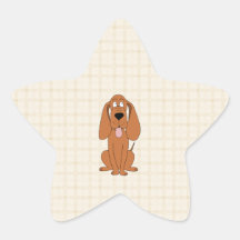 Brown Dog Cartoon. Hound. Star Sticker