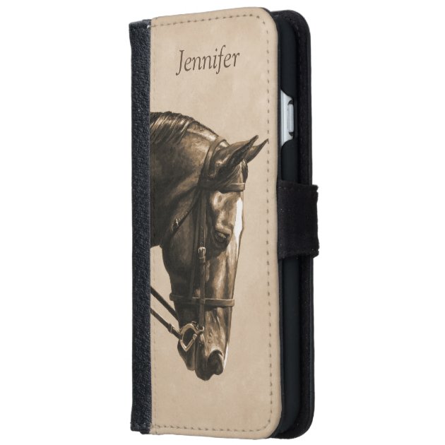 Brown Dressage Horse in Sepia iPhone 6 Wallet Case