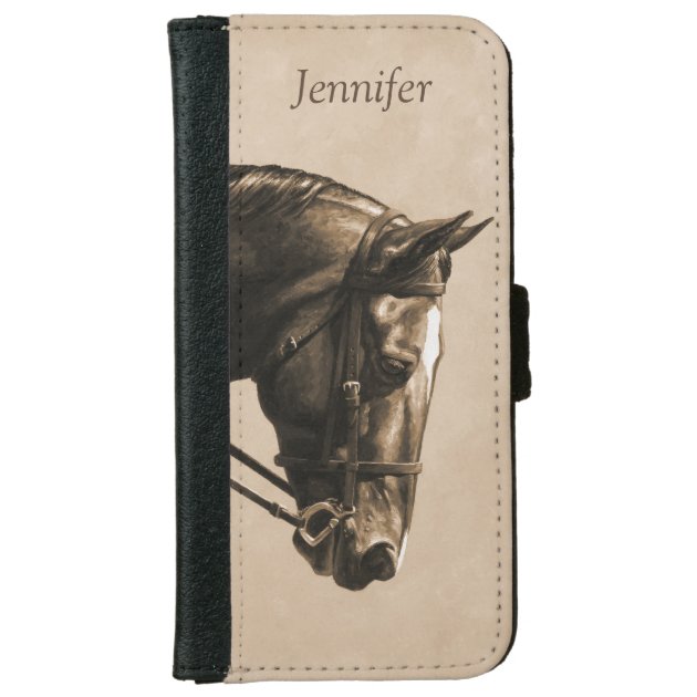 Brown Dressage Horse in Sepia iPhone 6 Wallet Case