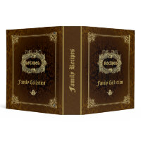 Brown &amp; Elegant Gold Recipes 3 Ring Binders