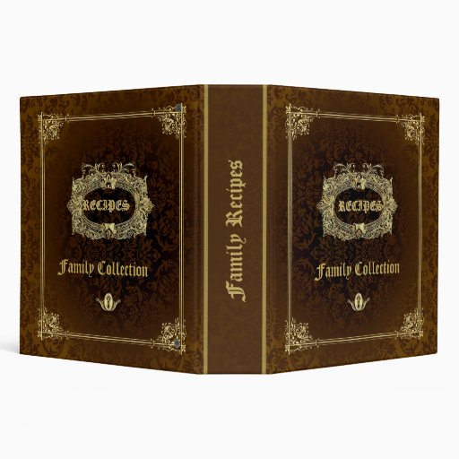 Brown & Elegant Gold Recipes 3 Ring Binders