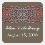 brown elegant wedding sticker
