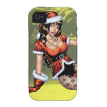 Brown Eyed Ms Claus Christmas Pinup Girl by Al Rio Vibe iPhone 4 Case