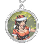 Brown Eyed Ms Claus Christmas Pinup Girl by Al Rio Necklaces