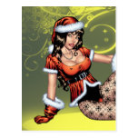 Brown Eyed Ms Claus Christmas Pinup Girl by Al Rio Postcards
