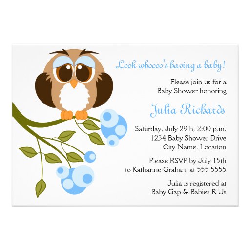 Brown Eyes Baby Owl Baby Shower Invitation (front side)