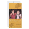 Brown fall leaves happy Thanksgiving golden yellow photocard