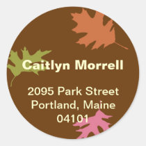 Brown falling leaves autumn modern address label stickers