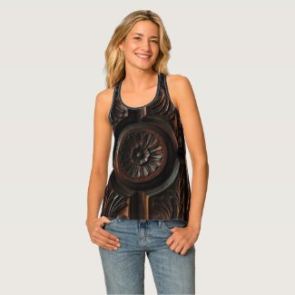 Brown Faux Wood Flower Abstract Tank Top