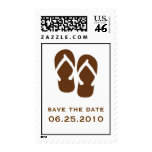 Brown flip flop save the date wedding postage