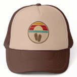Brown Flip Flops & 70s Inspired Beach Sunset Hat