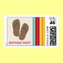 Brown Flip Flops Birthday Party Postage postage