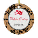 Brown floral holiday greeting custom business logo ornament