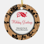 Brown floral holiday greeting custom business logo ornaments