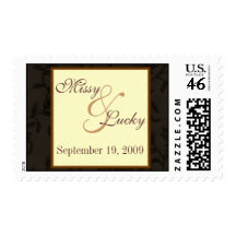 Brown Floral Save the Date Stamp