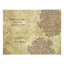 Brown Floral Vintage Wedding RSVP Personalized Invite