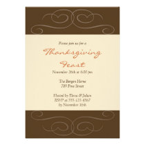 Brown florish fall custom Thanksgiving invitation invitations
