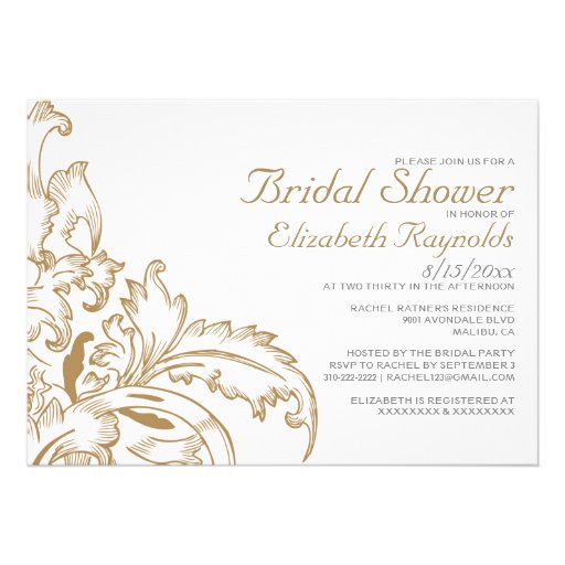 Brown Flourish Bridal Shower Invitations