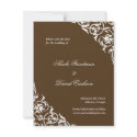 Brown flourish classy scroll wedding save the date invitation