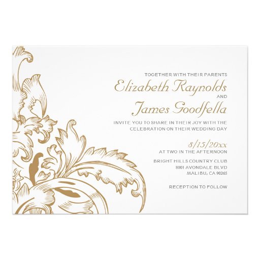 Brown Flourish Wedding Invitations