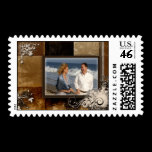 brown flourish wedding postage