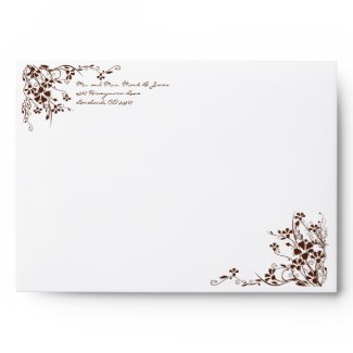 Brown Flower Swirl Wedding Envelopes envelope