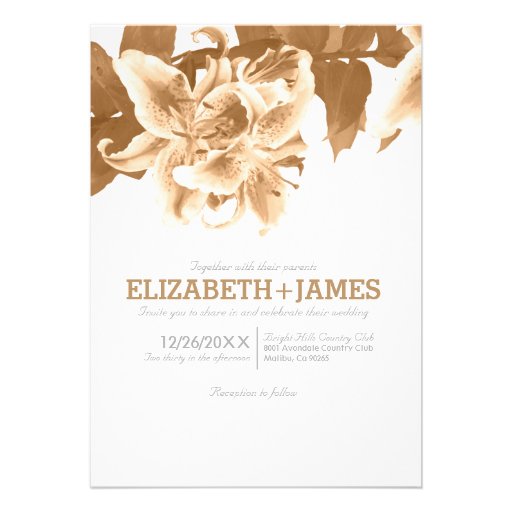 Brown Flower Wedding Invitations