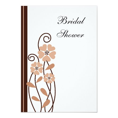 Brown Flowers : : Elegant Wedding Bridal Shower 5x7 Paper Invitation Card