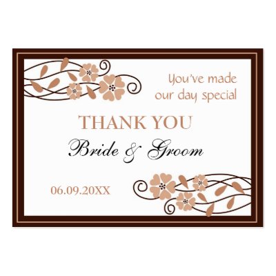 Printable Wedding Gift Tags on Brown Flowers Thank You Wedding Favor Gift Tags Business Card Template