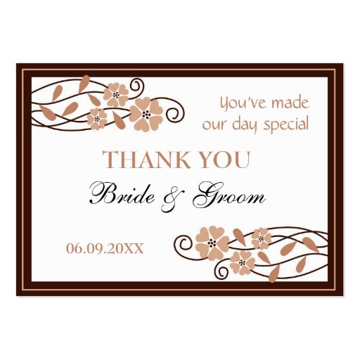 Brown Flowers Thank You Wedding Favor Gift Tags Business Card Template