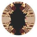 Brown fractals round sticker by laly_sb Brown fractals round sticker