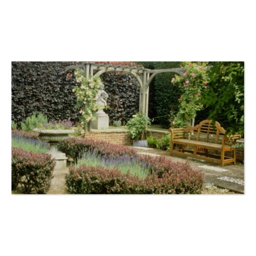Brown Garden Seat In Rose Pergola, With Berberis A Business Cards (back side)