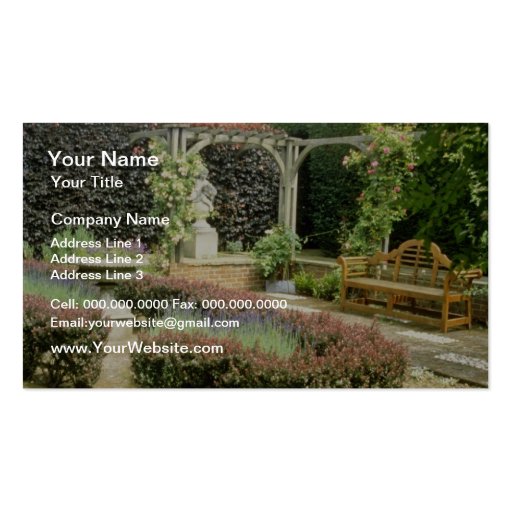 Brown Garden Seat In Rose Pergola, With Berberis A Business Cards