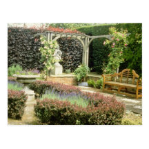 Brown Garden Seat In Rose Pergola, With Berberis A Post Cards
