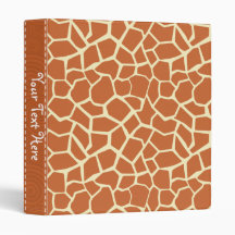 Brown Giraffe Pattern 3 Ring Binders