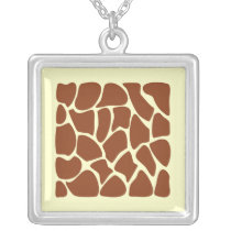 Brown Giraffe Print Pattern. Necklace
