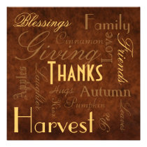 Brown "Giving Thanks" Thanksgiving  Invitation