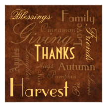 Brown "Giving Thanks" Thanksgiving  Invitation