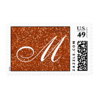 Brown Glitter  Custom Monogram Postage Stamp