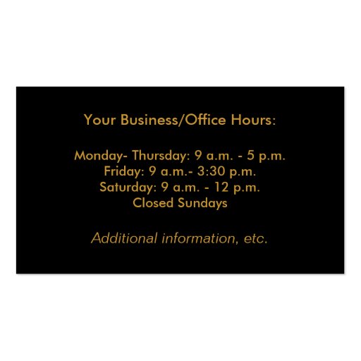 Brown/Gold C-spine customizable business card (back side)