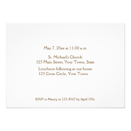 Brown, Gold Cross, Religious Photo Invite