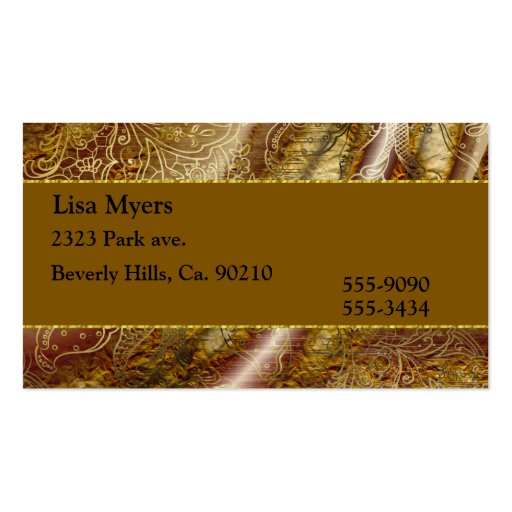 Brown & Gold Floral Vintage Business Card (front side)