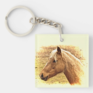 Brown Gold Horse in Sun Animal Acrylic Keychain