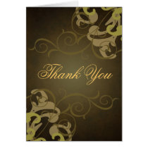 Brown & Gold Scroll Thank You Card