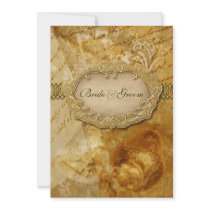 Brown gold vintage victorian weding invitations